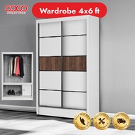 4Ft x 6Ft Sliding Door Wardrobe(With Installation)4 Kaki Almari Baju Sliding Door-4ftx6ft Storage Ca