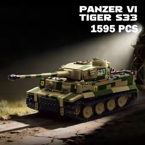 WW2 Military Army Tiger I S33 Tank Building Blocks War World 2 German Panzer VI Heavy Tank Model Bri