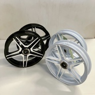 ล้อแม็ก หน้าดิสก์ - ล้อแม็คหลังดรัมสีดำปัดก้านลายพริ้ว ขอบ 12 YAMAHA MIO  FINO  FIORE ราคา/คู๋