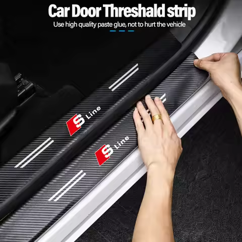 Car Door Sill Carbon Fiber Sticker Auto Protector Strip Waterproof For Audi A1 A2 A3 A4 A5 A6 A7 A8 