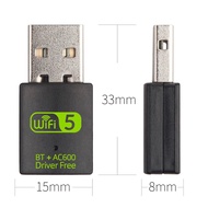 Mini USB WiFi Bluetooth 2in1 Dongle Dual Band 802.11AC 600Mbps