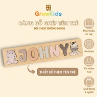 Growkids letter puzzle board, 2 animal shapes, toy board for babies from 6 months to 3 years old