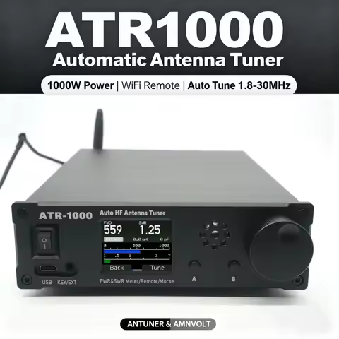 1.8In TFT Screen Mini Radio Equipment AMNVOLT ATR1000 1000W 1.8-30MHz Automatic Antenna Tuner HF Sho