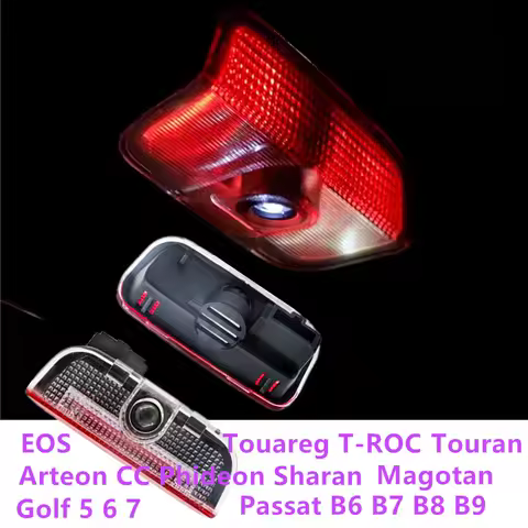 2X LED Car Door Projector Welcome Ghost Shadow Lights Accessories For VW Passat B6 B7 B8 B9 Touareg 