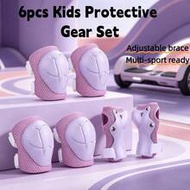 6pcs Kids Protective Gear Set, Knee & Elbow Pads With Wrist Guards For 5-10 Years, Impact Resistant 