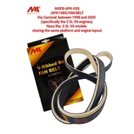 MEAUSU FAN BELT  MSFB-6PK-028 / 6PK1580   HYUNDAI CARNIVAL 2.5 V6 ( 1998-2005 )  NAZA RIA 2.5 V6