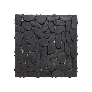 [特價]樂嫚妮 卡扣式拼接塑木石材地板 30x30cm 五款 9入 0.25坪黑色亮面