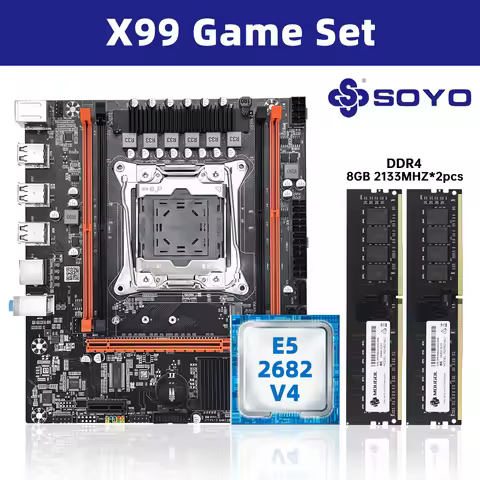 SOYO X99 Motherboard Set Kit With Intel LGA2011-3 Xeon E5 2682 V4 and DDR4 16GB (2*8GB) 2133MHz Dual