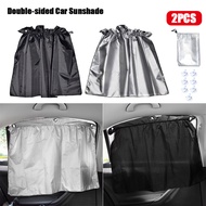 2Pcs รถ Shade แผ่นบังแดดสำหรับรถยนต์ผ้าม่านด้านหลังผ้าม่านหน้าต่างจุกดูดพร้อมกระเป๋าเก็บของม่านในรถกระจกบังแดด