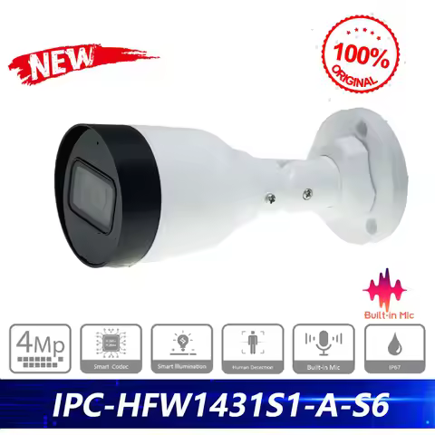 Dahua International Version DH-IPC-HFW1431S1-A-S6 4MP Entry IR Fixed-focal Bullet Camera Supports Hu