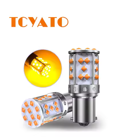 TCYATO 2PCS 1156 P21W BA15S Bau15s PY21W 7507 LED Canbus No Hyper Flash Signal Light Bulb Built-in R