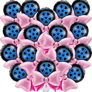 Lewtemi 16 Pcs Set Belon Burnout atau Belon Foil Bentuk Riben Hitam Biru untuk Mengguburkan Rahsia J