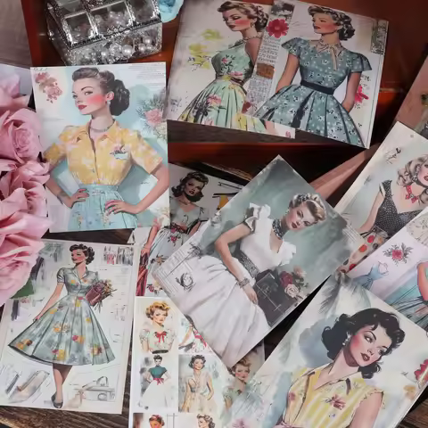 JAIIMAN 60pieces(with 36stickers) Vintage Magazine Old DIY Decorative Paper,for Arts Crafts,Scrapboo