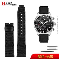 High Quality Blue Green Bracelet For IWC Nylon Genuine Leather Watchband Big Pilot Little Prince Mark 18 Watch Strap 20Mm 21Mm