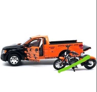 2010 Ford F-150 STX Pickup Harley Davidson XL 1200N Nightster Motorcycle Orange Black Flames Maisto 