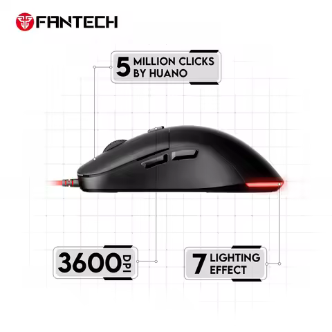 FANTECH KANATA VX9 Gaming Wired 3600DPI Huano Switch 5 Million Clicks RGB Mice 77g Light Mouse for P