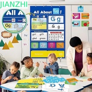 JIANZPH Alphabet Learning Pocket Chart, Pocket Design Preschool Letter Handwriting Practice Tool, In