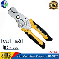 Kìm cắt dây đa năng cao cấp Nhật Bản 3 trong 1 Buddy BA0143 175mm (Cắt cáp-Tuốt dây-Bấm cos) - Stand