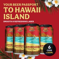 Kona Longboard Hawaiian Lager - Pack of 6 x 355ml Cans [Craft Beer]