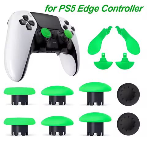 Replacement Thumbsticks Joysticks Cap For PS5 Edge Dualsense Controller and 4 Paddles Green Color