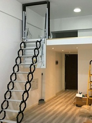 Thickened Aluminum Alloy Retractable Ladder Hidden Style Home Use Staircase Loft Carbon Steel Foldin