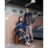 KEMEJA Albatik - WISA KIANA NAVY COUPLE SET (shirt, skirt free shawl)