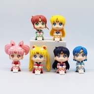 [Bbzzw] 6 cái/gói Q ver. Ngồi Thủy Thủ Mặt Trăng hình 7-8cm Anime cô gái xinh đẹp mô hình chibiusa H