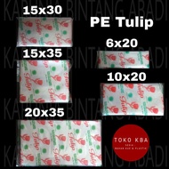 Tulip PE plastic bags measuring 6x20, 10x20, 15x30, 15x35, 20x35