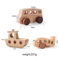3pc Wooden Block Baby Toys Plane Boat Bus Montessori Education Toys for 1 Year Old Wooden Transporta