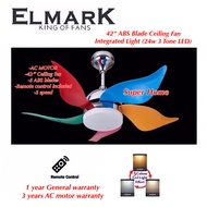 Elmark KITE 493 (CH) 42 inch Remote Control AC Motor 5 Blade (Baby Fan) Ceiling Fan With 24W 3 Tone LED Light - CH