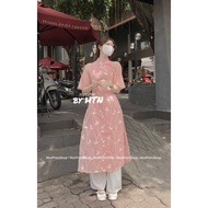 REFORMED Ao Dai with embroidered embroidery - Ao Dai CNY 2023 Ao Dai Set with Pants