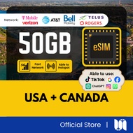 【USA + Canada eSIM】【✅T1KTOK】【Total 50GB - 5G Data】【✅Hotspot】USA & Canada eSIM for Tourist eSIM 美国 加拿