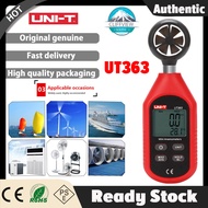 เครื่องวัดความเร็วลมแบบมือถือ UNI-T UT363เครื่องทดสอบอุณหภูมิการวัดความเร็วลมแบบดิจิตอลหน้าจอ LCD เค