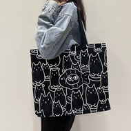 BiuBiu Cat Totebag Abstract Motif Aesthetic Cat Canvas