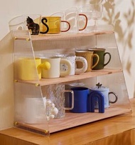 高質素 全新 Acrylic X Wood 杯架Cup shelf置物架水吧枱面水杯茶杯架咖啡杯桌面收納櫃 植物架