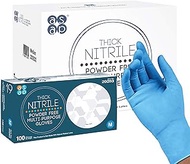 ASAP Thick Nitrile Powder Free Multi-purpose Gloves, Disposable, 3.0 mil, Blue
