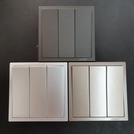 Crown Colour 3 Gang 1 Way Switch Matt Black/Metallic Silver/Metallic Bronze