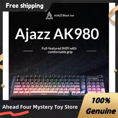 Ajazz Ak980 Mechanical Keyboard Tri Mode Wireless Bluetooth Wired Custom Side Keycaps For E Sports G