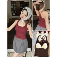 Tank Top With Built-In Foam Pads Cross-Back Strap No Need To Wear A Bra Soft And Comfortable Fabric 
