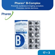 17+3 Pharex B-Complex B1+B6+B12 Vitamins for Adult 100mg/5mg/50mcg (Nerve Health)