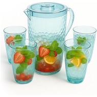 80 oz (about 2381.4g) Crystal Transparent Water Bottle, with 4 Glass Cups Set, Food Grade Water Bott