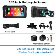 EKLEVA 6.25 inch Motorcycle Carplay Screen DVR 2K Navigation IPX7 Waterproof Moto Monitor Dual Lens 