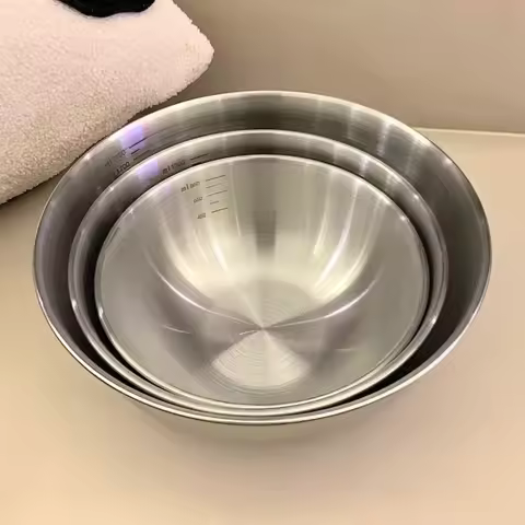 3PCS Stainless Steel Stainless Steel Cooking Bowl Household Salad Bowl Thicken Knead The Dough Mixin
