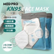 WATER PRO - Med Pro -KN95 3D立體醫護口罩 可防飛沫-20個 ~ 獨立包裝 ~ 五層耳掛式外科口罩