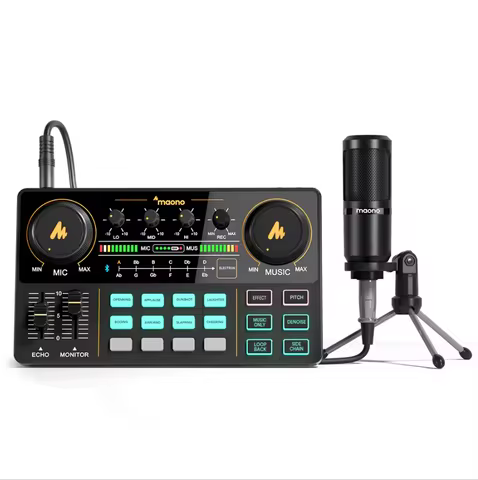 Maono AM200-S1 Sound Card Microphone Set MaonoCaster Audio Interface with Condenser Mic for Live Str