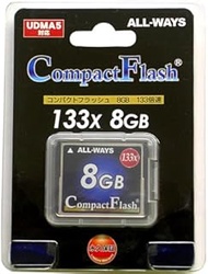 ALL-WAYS ACF-133-8G Compact Flash Memory Card 133x 8GB Capacity 8GB Transfer Rate Read/Write Up to 2
