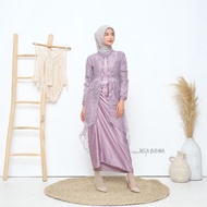 Dress Nia Rompi Gamis Set 2 in 1 Gamis Serut Depan Velvet Kombinasi Outer Cardigan Brokat Payet Muti