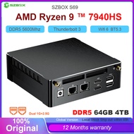 SZBOX AMD Ryzen 9 7940HS Mini PC 64G DDR5 RAM 2T PCIE4.0 SSD Dual LAN Support 1 * 2.5G 2*HDMI 1*USB-