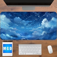 Cute Kawaii Desk Mat, Anime Desk Mat, Blue Desk Mat, Pastel Mousepad, Blue Night Sky Desk Mat, Kawai Desk Accessories, Cloud Desk Mat
