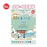 Bm日本無限上網【11日全程5G不限速】Docomo/Softbank/Rakuten Mobile/KDDI網絡 5G極高速無限數據上網卡 電話卡 旅行電話咭 Data Sim咭